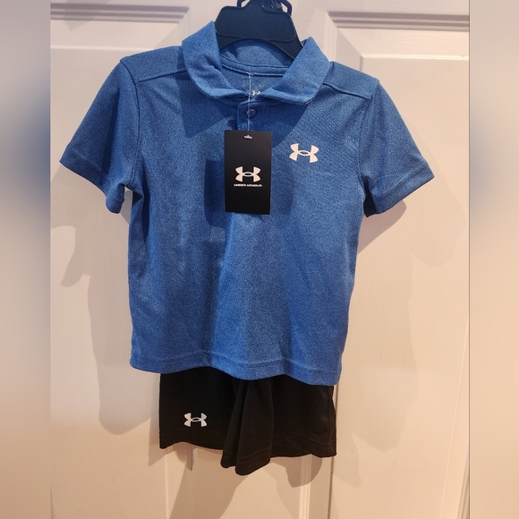 Under Armour performance collared shirt set. blue and black 2 T - Picture 2 of 4
